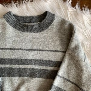 Topshop PETITE Cropped Striped Wool Sweater